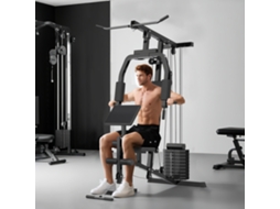 Máquina de musculação multiestações, com estúdio para pernas, 45kg, 148x108x207cm, preta