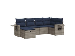 Conjunto de 6 Sofás de Jardim com Almofadões Vime Cinzento MAISON EXCLUSIVE (80x200 cm)