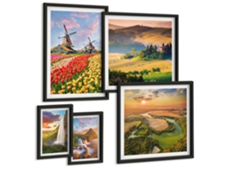 Quadros Decorativos Para Parede Dentes-de-leão Com Gotas De Água Moldura Preta Quadros Para O Escritório Espelharte (conjunto De 5 Imagens)