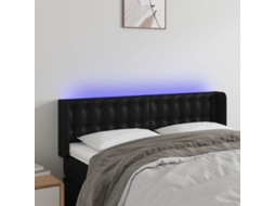 Cabeceira De Cama C/ Led Couro Artificial 147x16x78/88 Cm Preto Lovely Home