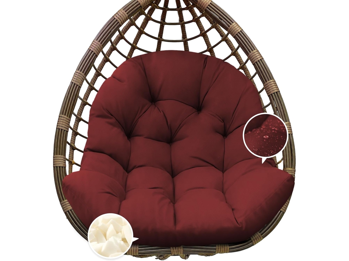 Almofada Impermeável para Cadeira de Exterior em Forma de Ovo Dimensões: 47x33x7 Polegadas Vermelho PANOONA