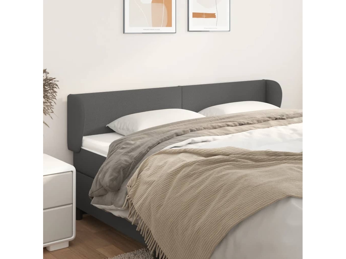 Vidaxl Cabeceira De Cama C/ Abas Couro Artificial 163x23x78/88cm Cinza