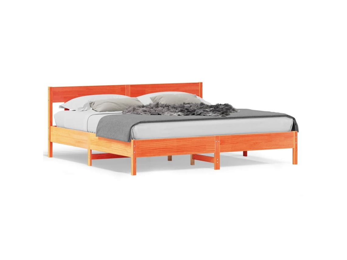Cama Sem Colchão 200x200 Cm Pinho Maciço Castanho mel MAISON EXCLUSIVE
