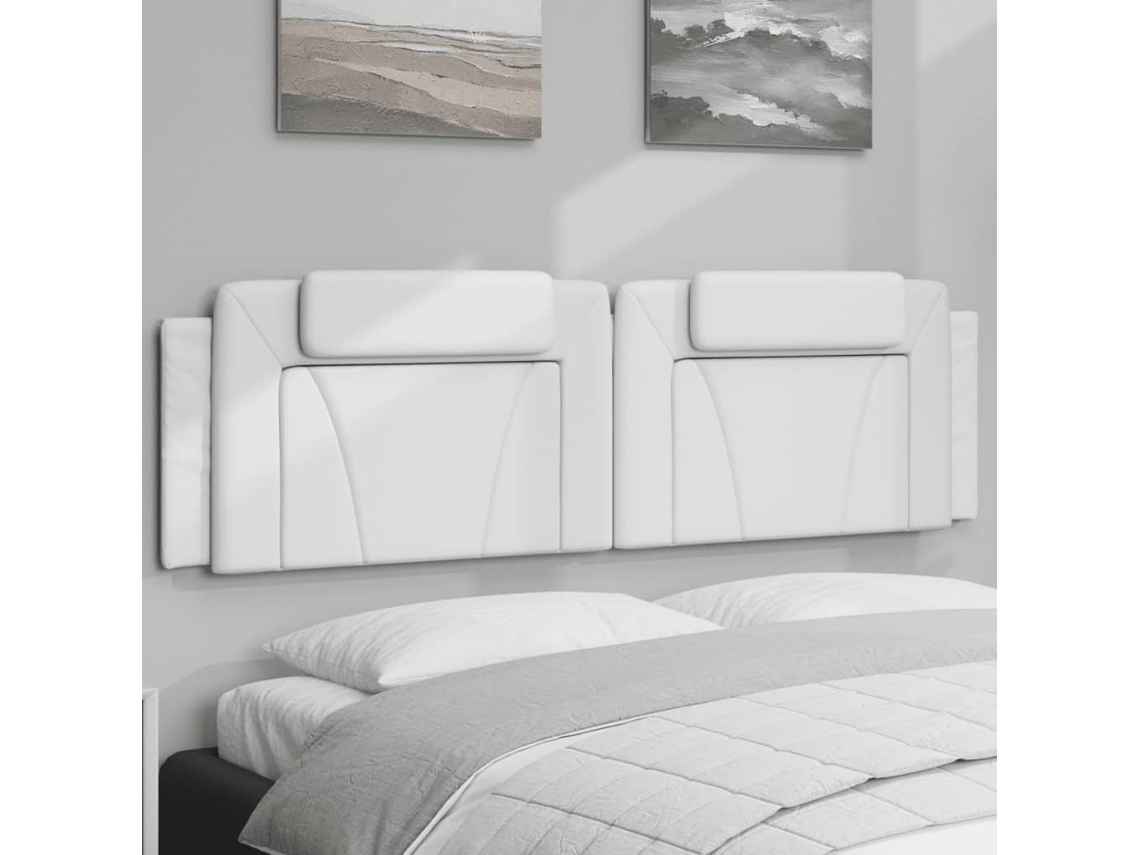 Vidaxl Almofadão De Cabeceira Viana 183 Cm Couro Artificial Branco