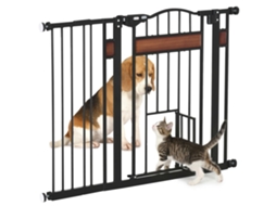 Barreira para Cães com Altura Ajustável Sistema de Fechamento Automático e Dupla Trava para Portas 93x76,2 Cm Preto Ge