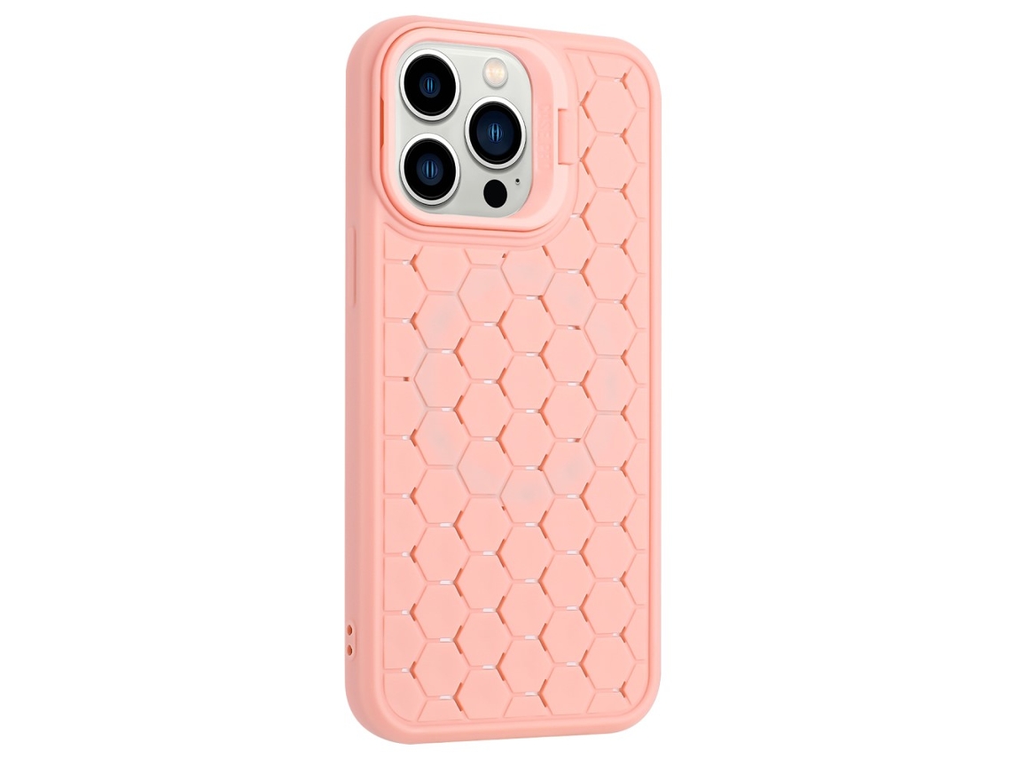 Suporte Casa Para Iphone 12 Pele Sintética Rosa
