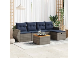 Vidaxl 6 Pcs Conjunto Sofás De Jardim Com Almofadões Vime Cinzento
