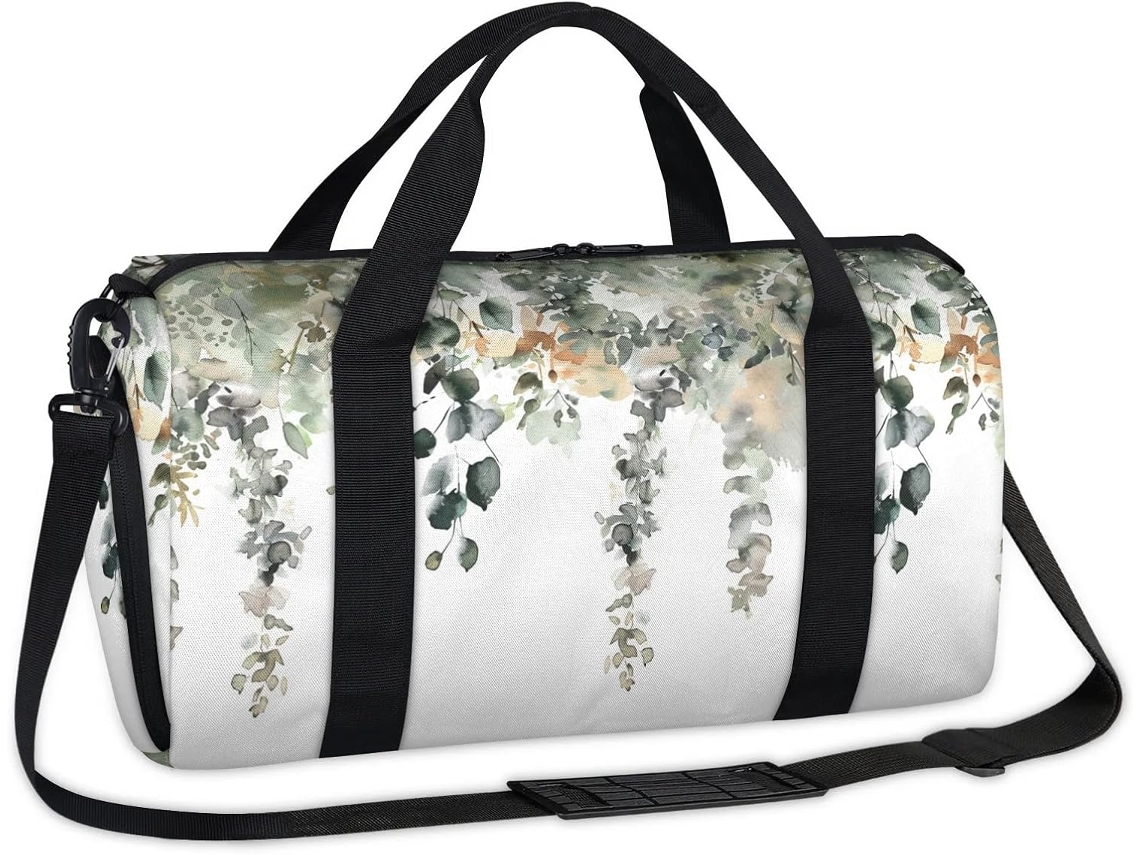 Bolsa Esportiva em Aquarela com Estampa de Flor de Sálvia e Eucalipto 45 X 21 5 X 23 Cm Tecido de Poliéste Est