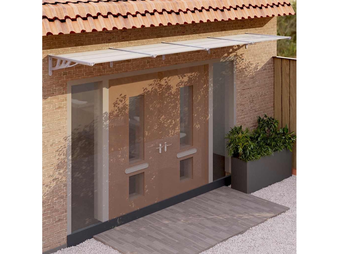 Vidaxl Toldo Para Porta 396x90 Cm Policarbonato Cinzento/transparente