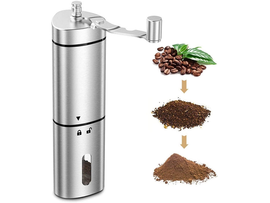 Moedor De Café Manual Cone Aço Inox Burr Ajustável Pequeno Especiarias