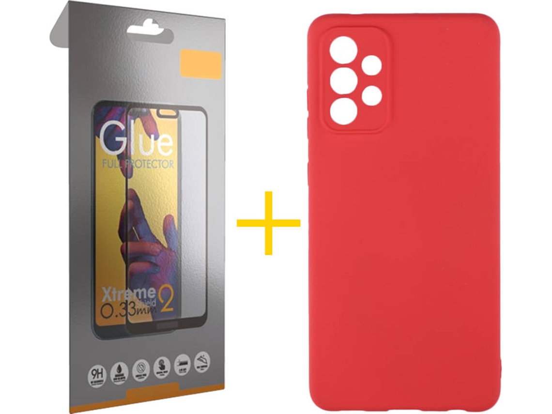 Capa e Película de Vidro Full Samsung A32 5G SKYHE Silicone Líquido Vermelho