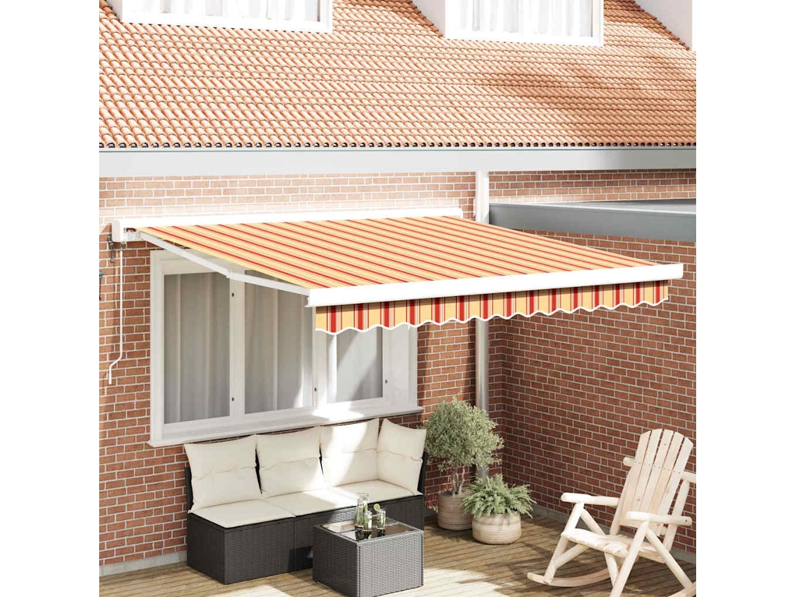 Vidaxl Toldo Retrátil Amarelo E Laranja 350 X 250 X 165 Cm