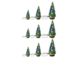 Mini Árvores de Natal com Base de Madeira Árvores de Mesa de Natal para Decoração de Natal de Cozinha Doméstica.9Pcs