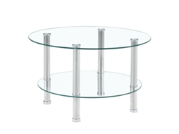 Mesa de Centro de vidro e metal prateado, elegante e espaçosa PAPRIKA SHOP