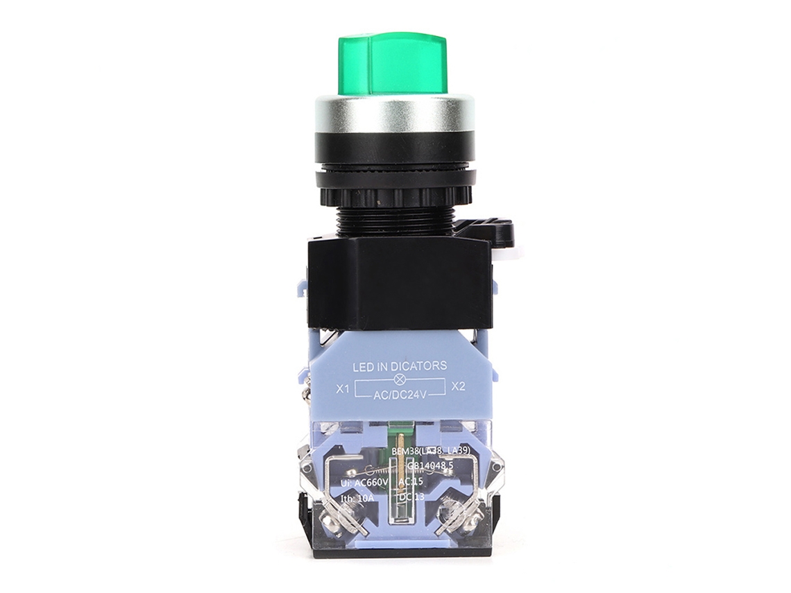 Laxiscreed Comutadores Seletores De 2 Posições Com Luz Verde Bem38-11xd/21 Para Circuitos De Controle