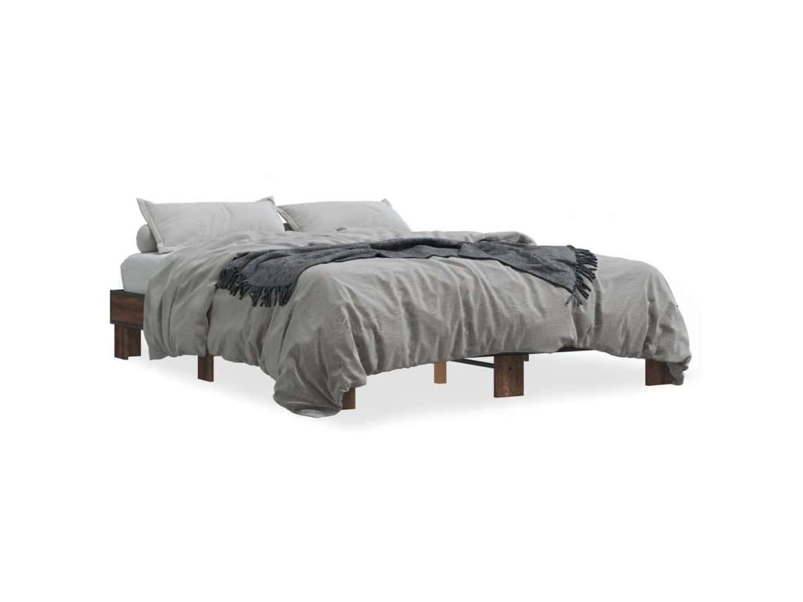 Bed Frame, Bed Frames Vidaxl Marrom Madeira Processada (150 X 200 Cm)