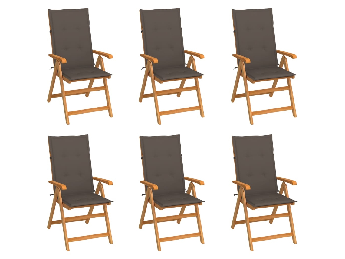 Folding Chair, Folding Chairs Vidaxl Cinzento-acastanhado Teca (n/a)