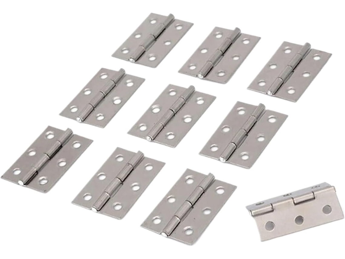 Conjunto De 10 Dobradiças Aço Inoxidável Para Portas E Gavetas, Com 6 Furos De Montagem, Ideais Para Móveis, Janelas E