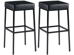 Conjunto de 2 bancos de bar Montreal 80 em imitação de pele preto/preto CLP
