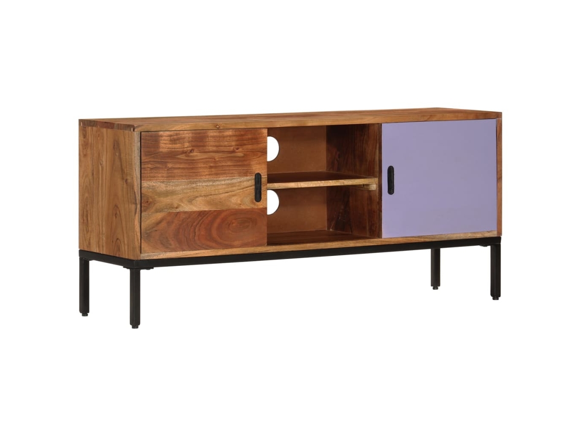 Vidaxl Móvel Tv 110x30x50 Madeira Acácia Maciça Castanho Mel e Cinza