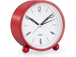 2026-reloj Despertador Analógico Silencioso 4 Polegadas Com Luz Noturna, Bateria, Design Simples, Vermelho
