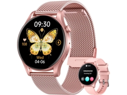 Smartwatch feminino Bestvite com tela sensível ao toque AMOLED de 1,4", monitoramento de chamadas, frequência cardíaca e pressão arterial