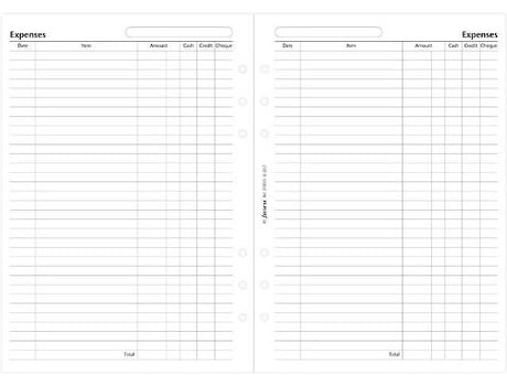 Recarga de Folhas FILOFAX  Despesas (Branco - Notas - 25 Folhas)