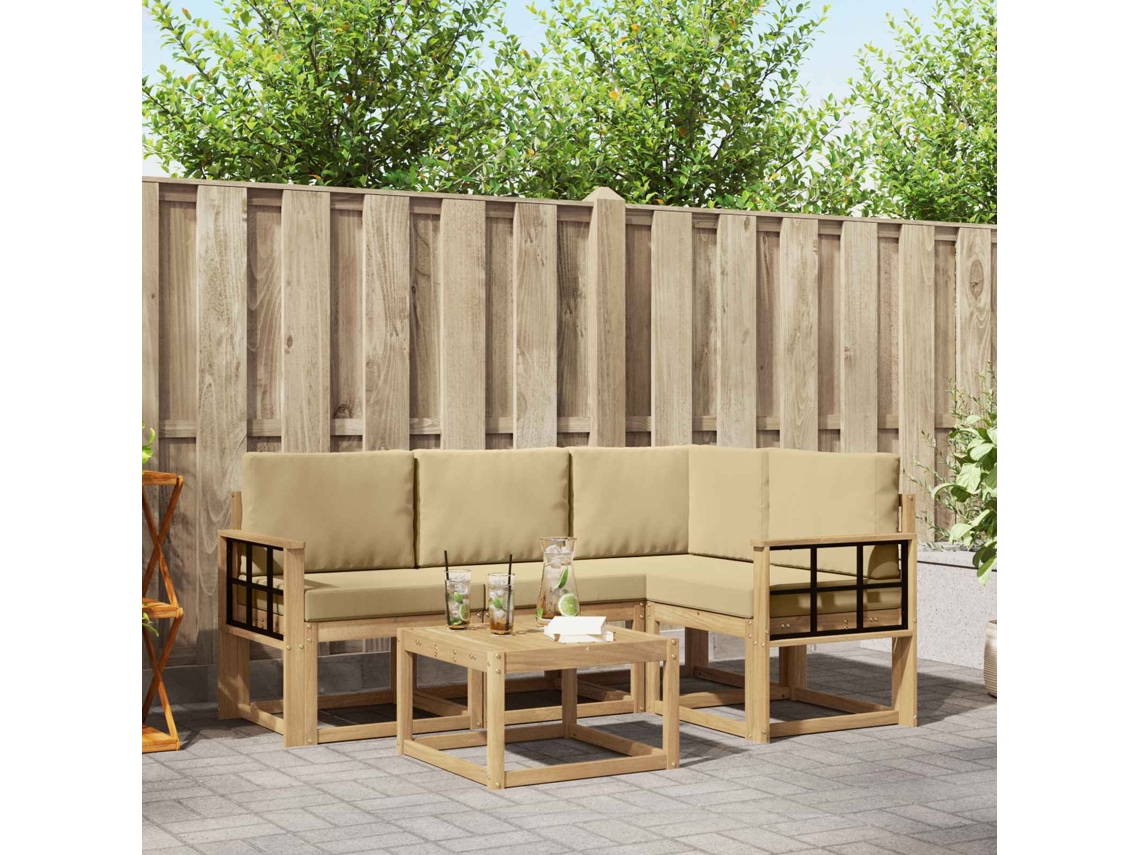 Vidaxl Conjunto De Sofás Para Exterior 5 Unid. Branco E Bege