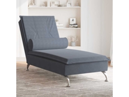 Vidaxl Chaise Lounge De Massagem Com Rolo Veludo Cinzento-escuro