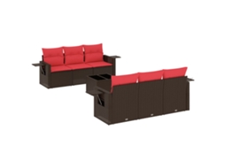 Conjunto de Sofá de Jardim, 7 Peças, Almofadas, Rattan Preto MAISON EXCLUSIVE