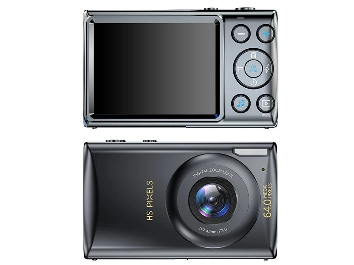 Câmera digital, foco automático, 64 MP UHD 4K, câmera para vlogs, zoom digital de 18x, câmera compacta portátil Bestvite (preta)