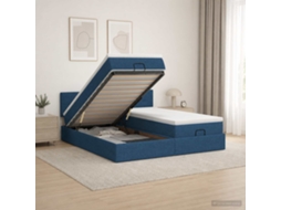 Vidaxl Cama Ottoman Com Colchão E Led Azul 200 X 200 Cm Tecido