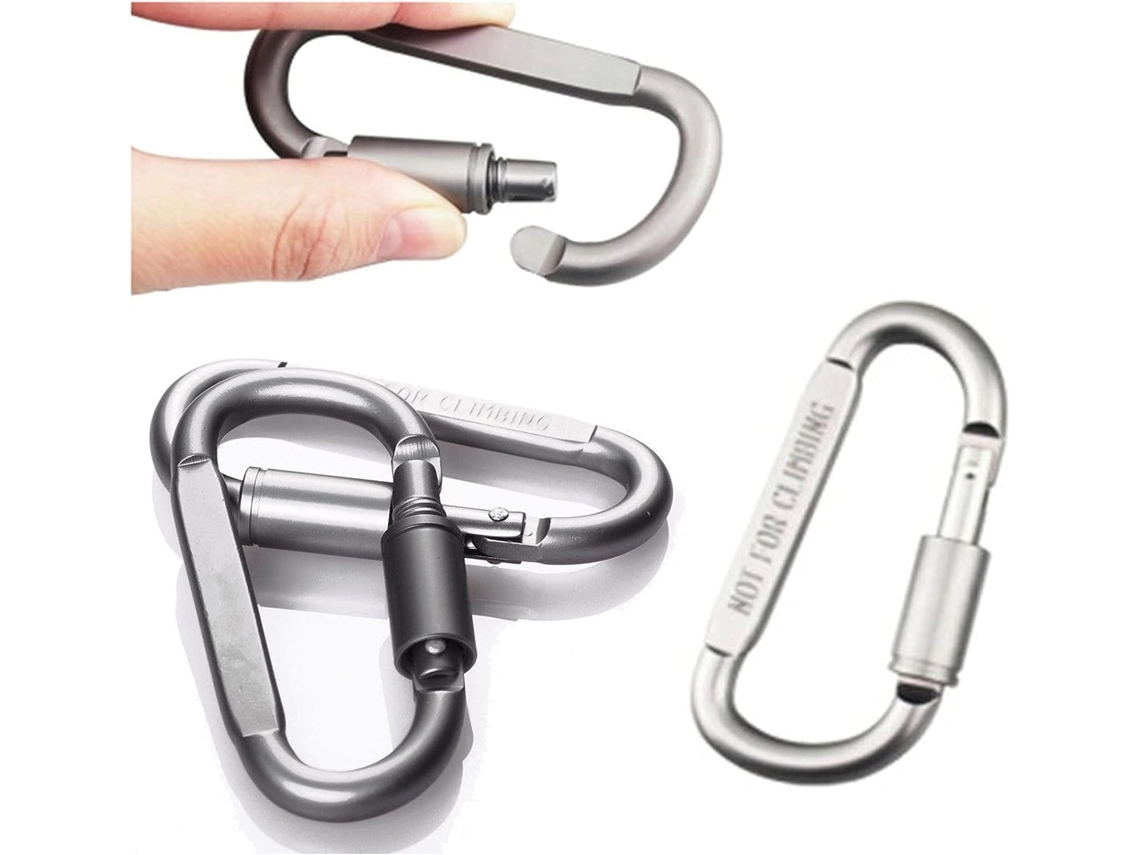 Mosquetão de segurança para uso externo, conjunto de 4 peças, tipo D, EM