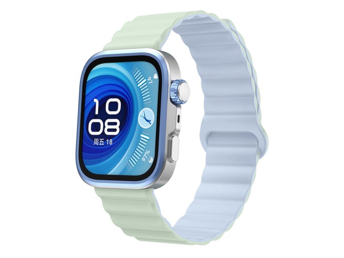 Bracelete Para Huawei Watch Fit 4 / Fit 4 Pro / Fit 3 - Silicone Magnético - Wave Verde Selvagem E Roxo