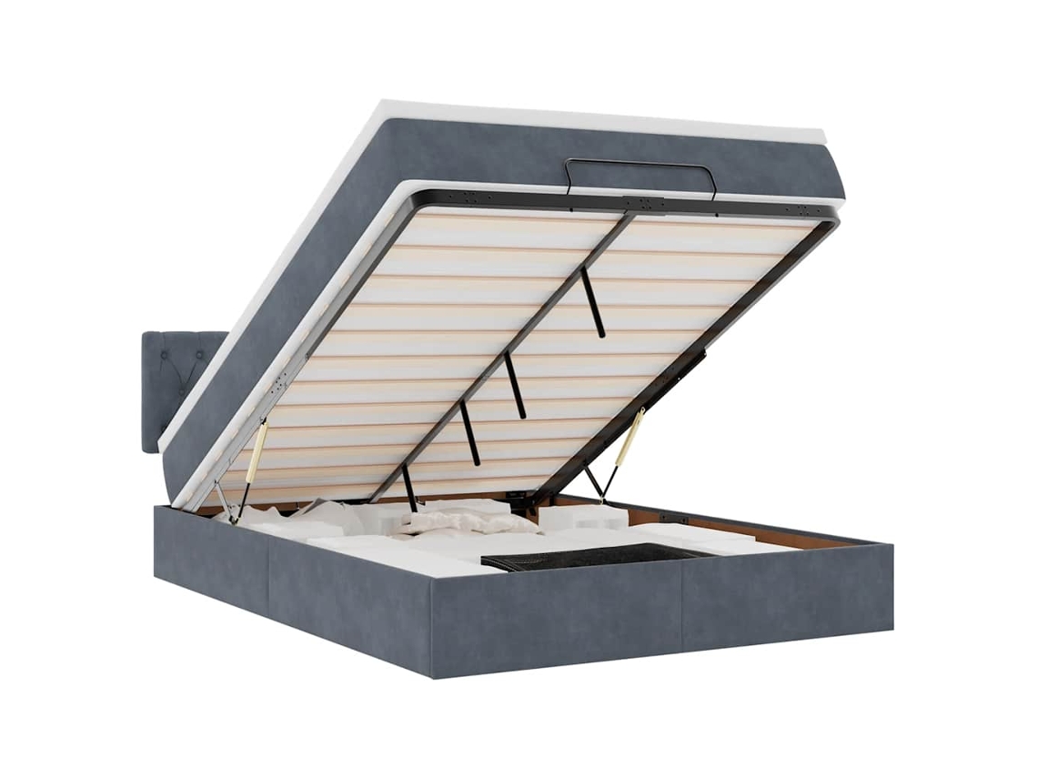 Ottoman Bed, Ottoman Beds Vidaxl Cinzeto Veludo (140 X 200 Cm)