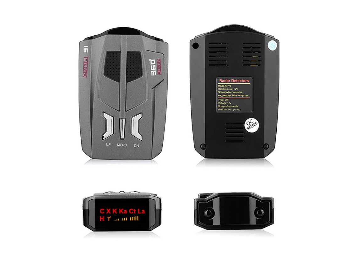 Radar para carro preto V9 360gps, detector de velocidade policial, segurança, laser, alerta de voz, alcance de 800m