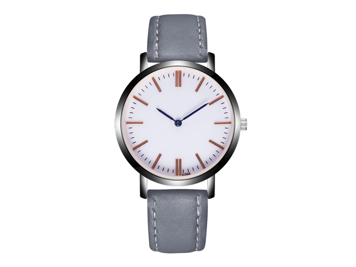Relógio masculino Zhoulianfa de quartzo com pulseira de couro cinza