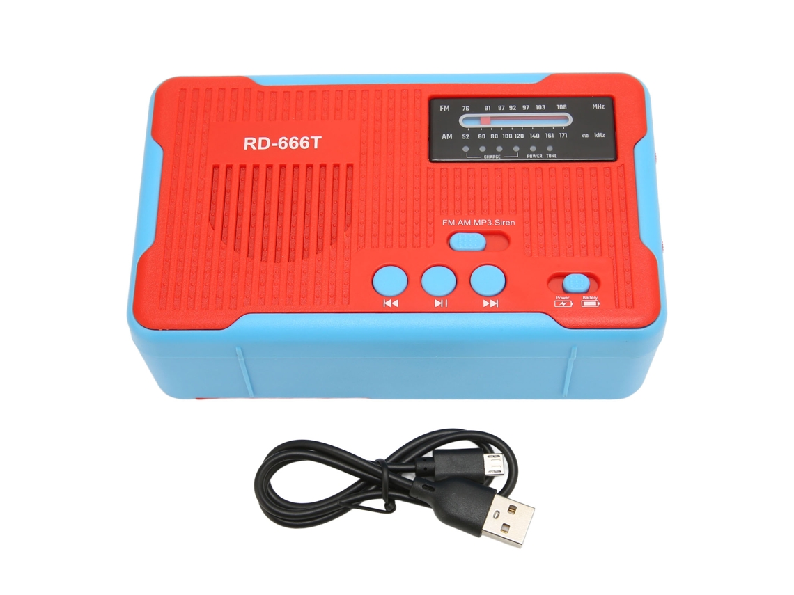 Rádio de Emergência AQUAFORGE multifuncional AM/FM com manivela, energia solar, lanterna Led