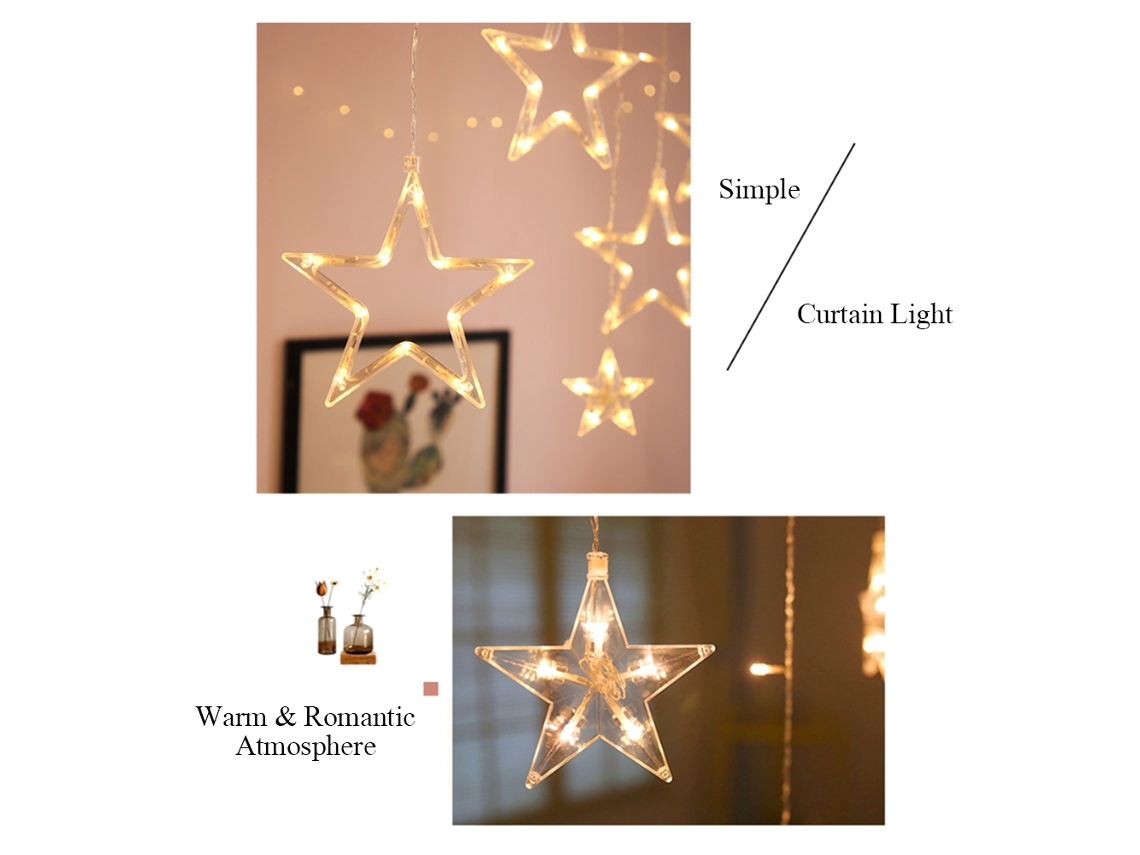 Luzes de Corda Led para Decoração Casa Janela Cortina Natal
