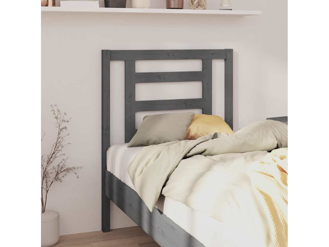 Vidaxl Cabeceira De Cama 81x4x100 Cm Pinho Maciço Cinzento