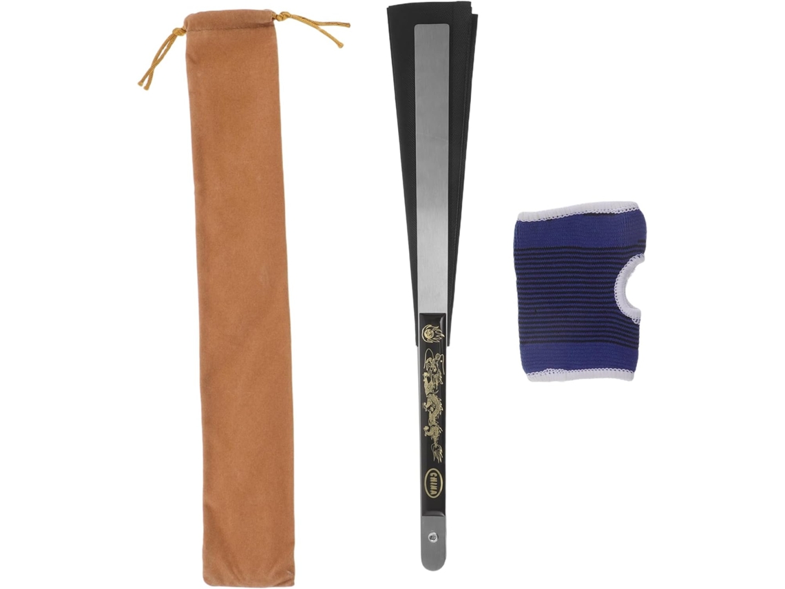 Leque Chinês Dobrável Preto Inoxidável 65 34 Protetor Estojo Armazenamento Portátil Dança Decoração Aço X Cm GOKOCO