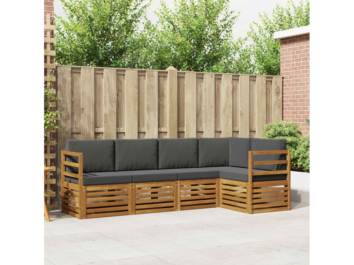 Vidaxl Conjunto De Sofá Sectional 5 Pcs Natural E Antracite