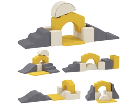 Bloco De Espumas Para Criança Veludo E Espuma Cor Amarillo 50x40x25 Cm Aiyaplay