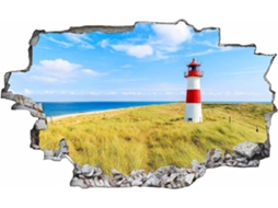 Adesivo de parede 3D com farol na praia, em PVC, para decoração de janelas, quartos, salas de estar e escritórios, 42x62cm