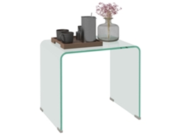 Mesa de centro BTFORUS em vidro temperado, design monobloco, 50x40x45 cm, transparente