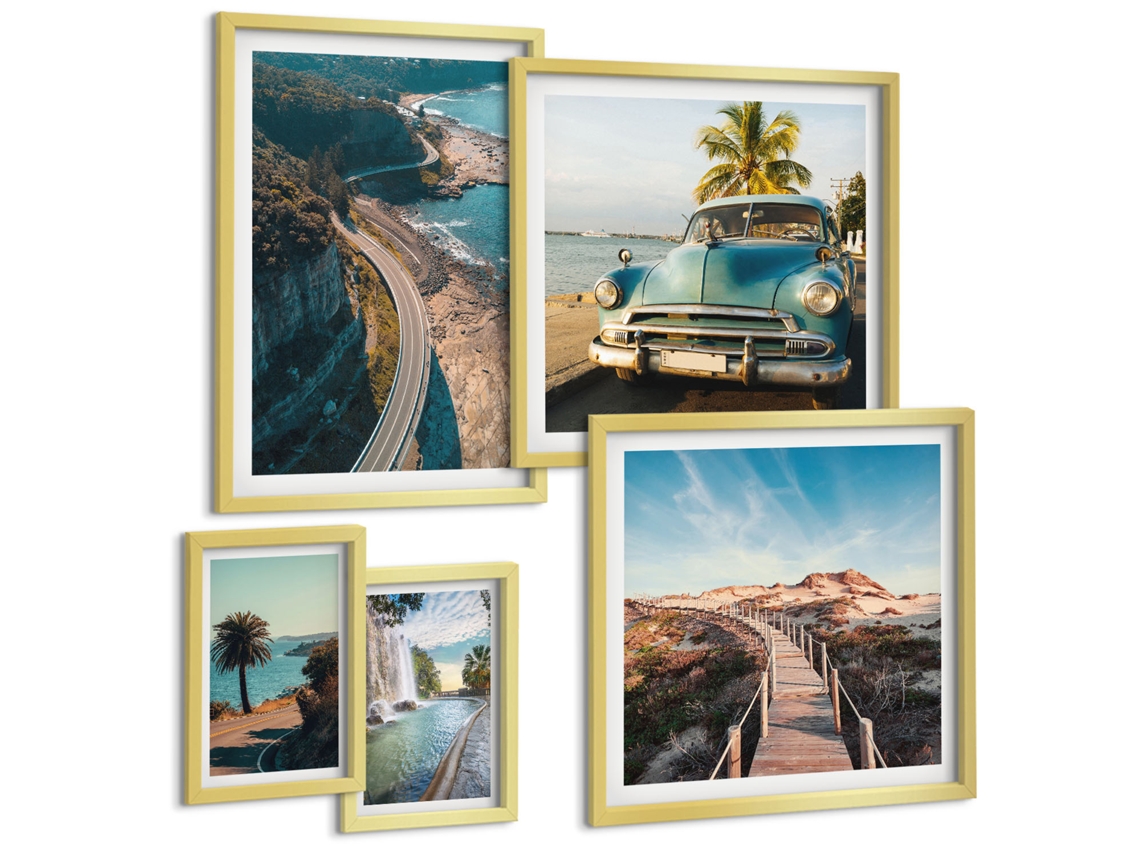 Conjunto De Pinturas Paisagens De Viagem Carros Natureza Espelharte (5 Peças)