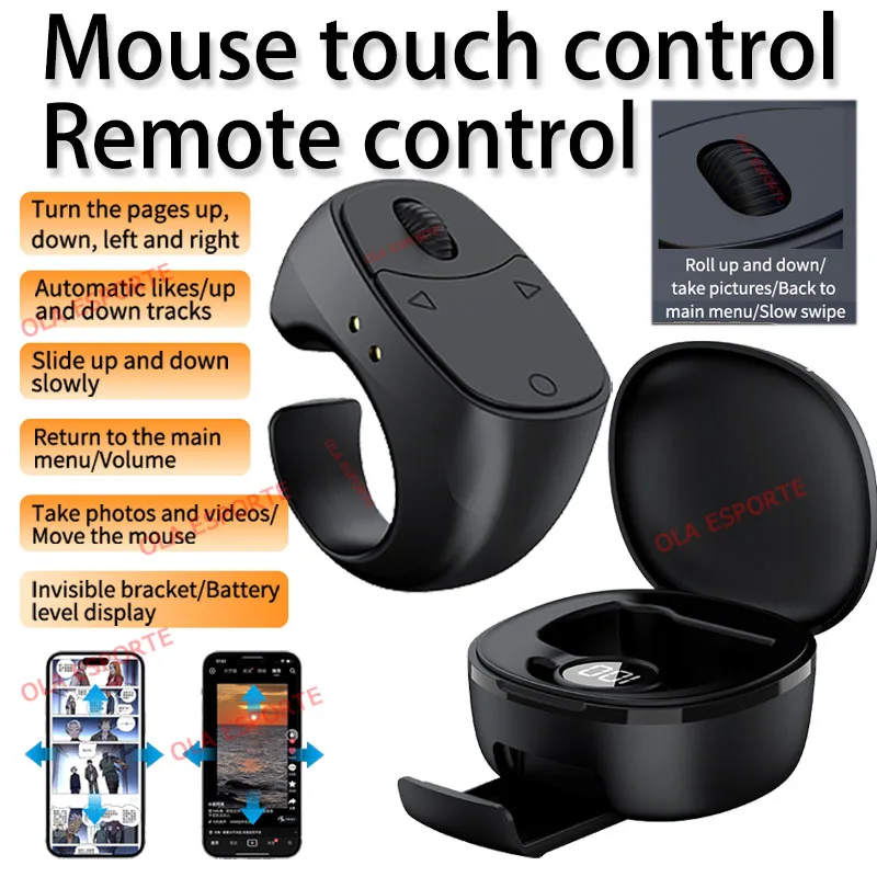 Controle Remoto Ring MDUG, Bluetooth, mouse para selfies, navegação automática de vídeo