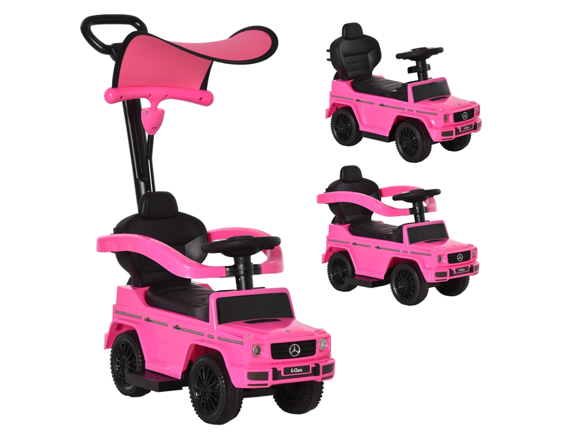 Carro Andador Para Crianças Mercedes G350 Com Buzina Capô Removível Encosto E Suporte De Proteção 85,5x40,5x95 Cm Rosa