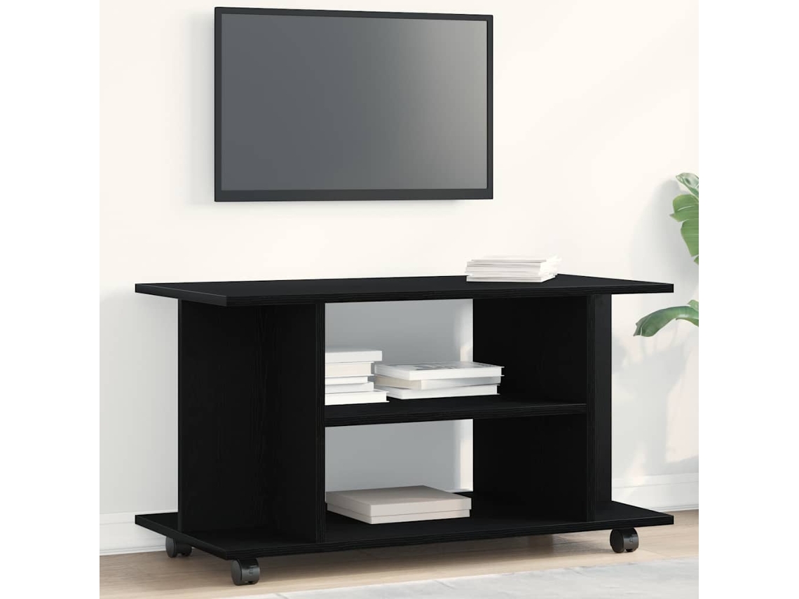 Vidaxl Móvel Tv Com Rodas 80x40x45cm Deriv. Madeira Carvalho Preto