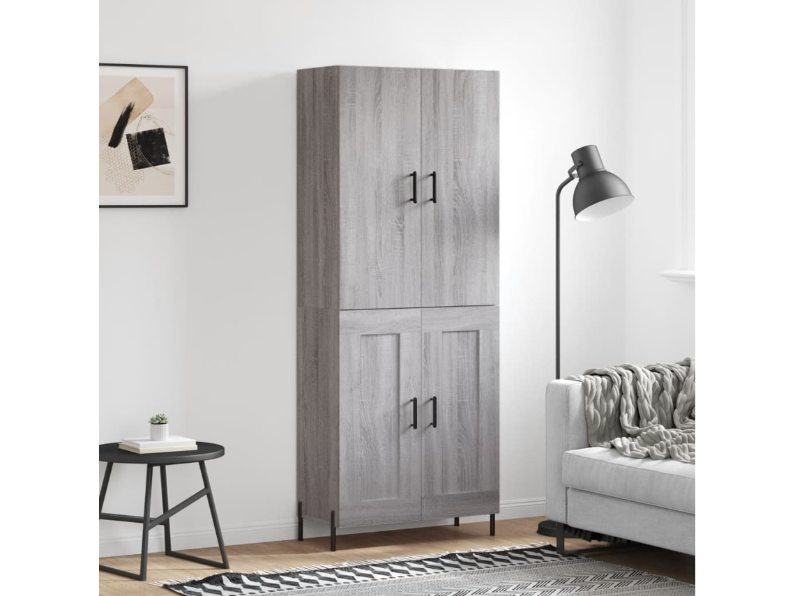 Vidaxl Armário Alto 69,5x34x180 Cm Derivados De Madeira Sonoma Cinza